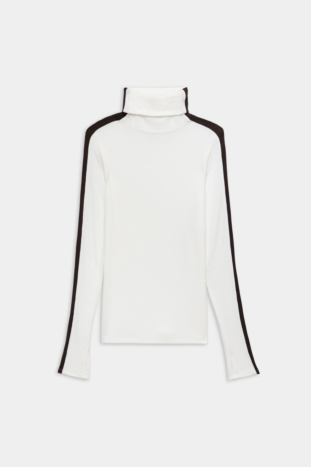 Jackson Rib Full Length Turtleneck - White/Dark Chocolate