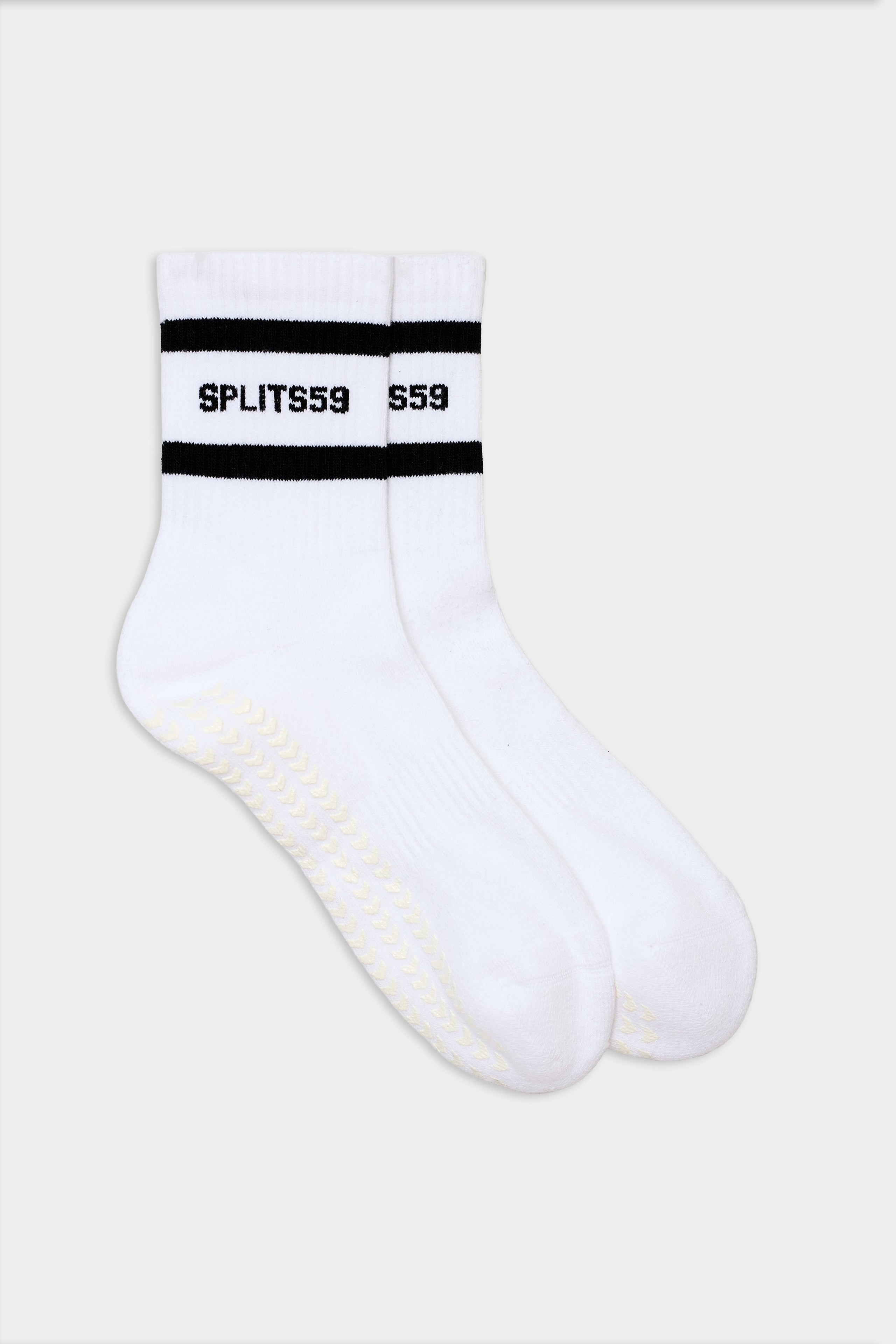 Logo Stripe Ankle Socks with Grip - White/Black