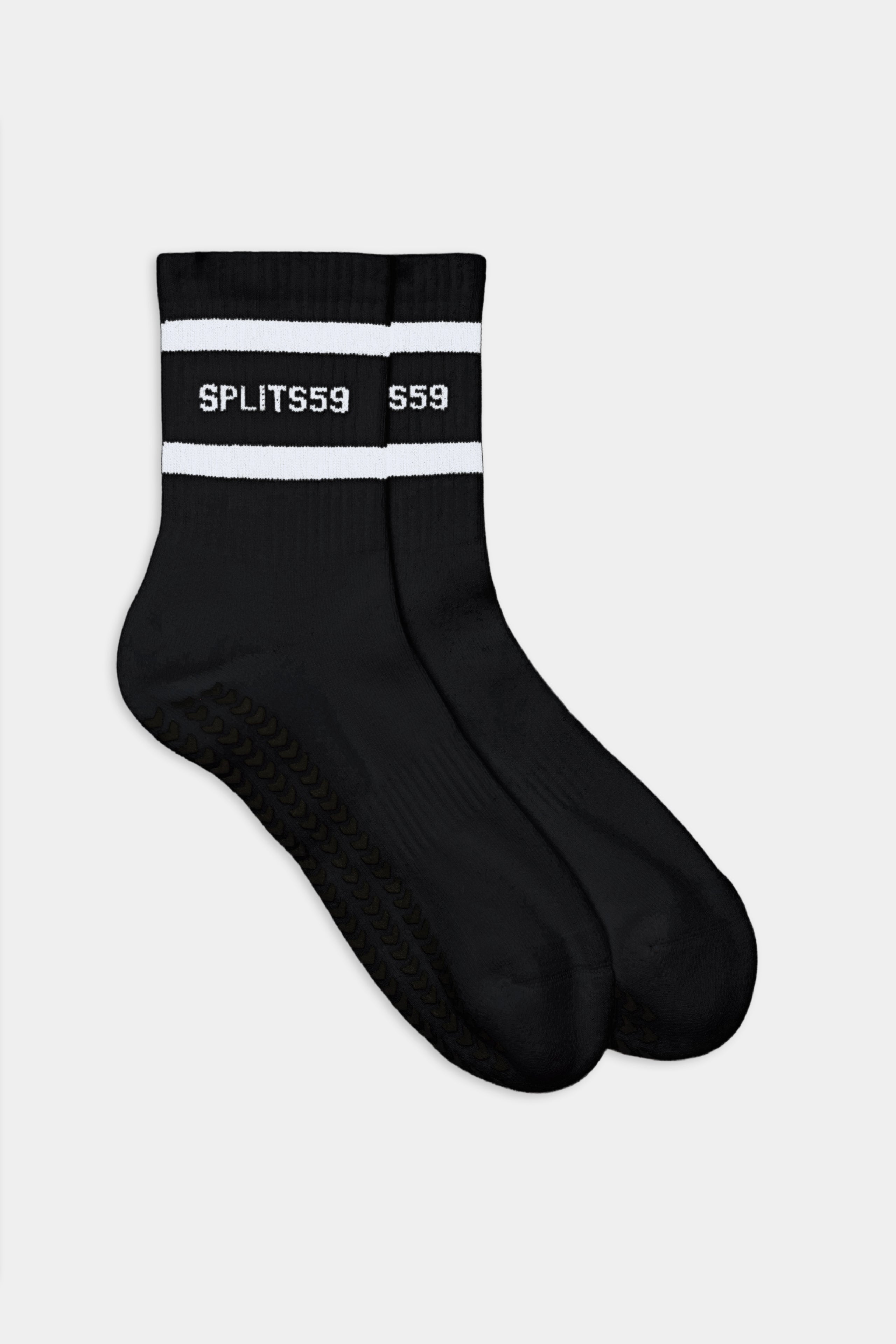 Logo Stripe Ankle Socks With Grip - Black/White