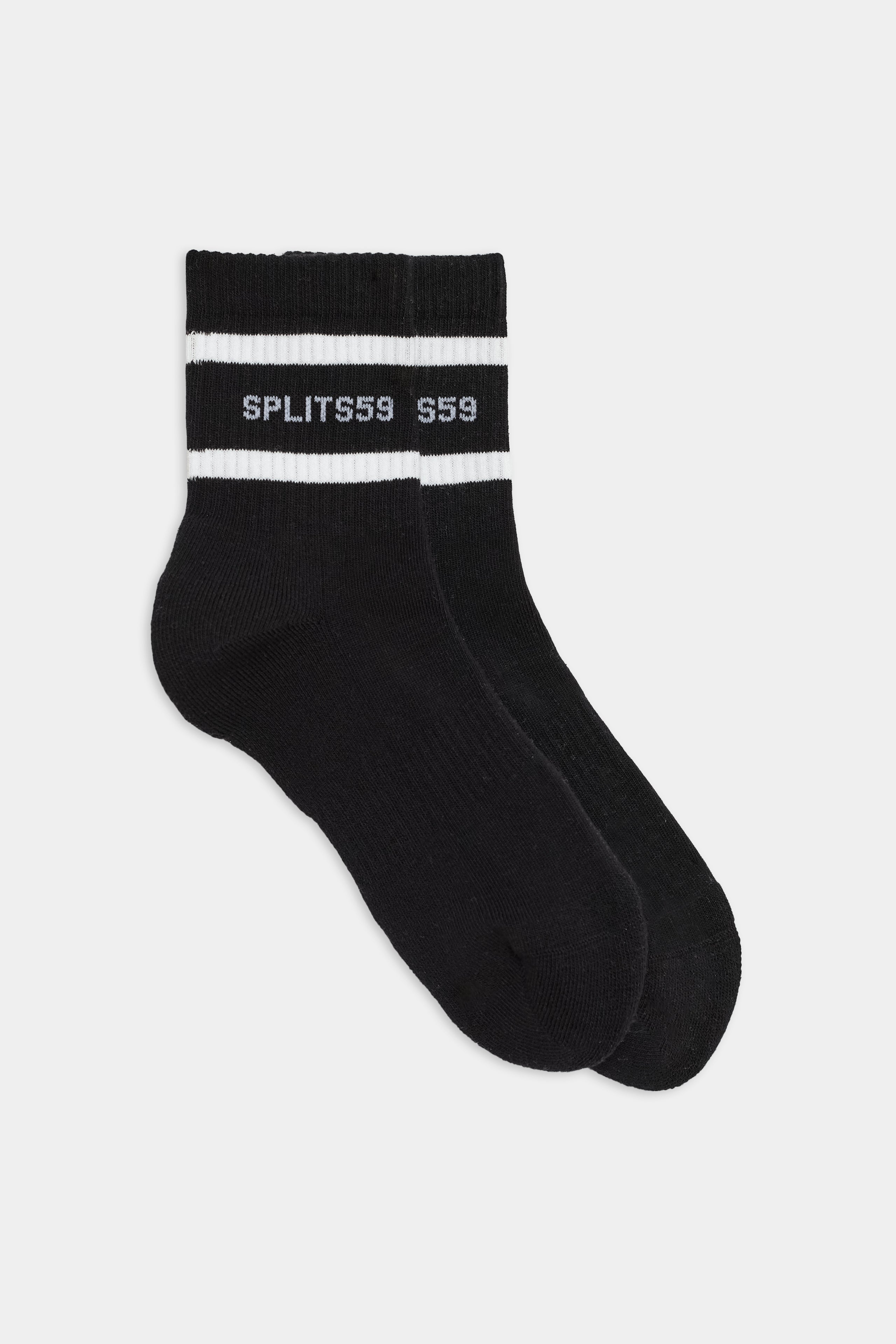 Logo Stripe Quarter Socks - Black/White